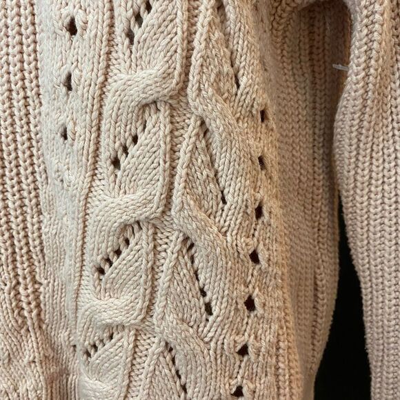 Lucky Brand Women's Medium Chunky‎ Cable Knit Light Pink Pullover Sweater - Picture 4 of 7